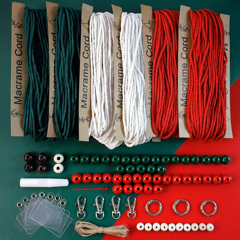 Macrame Kit for Beginners, Boho 7Pcs Christmas Tree Hanging Ornaments DIY Craft Kit