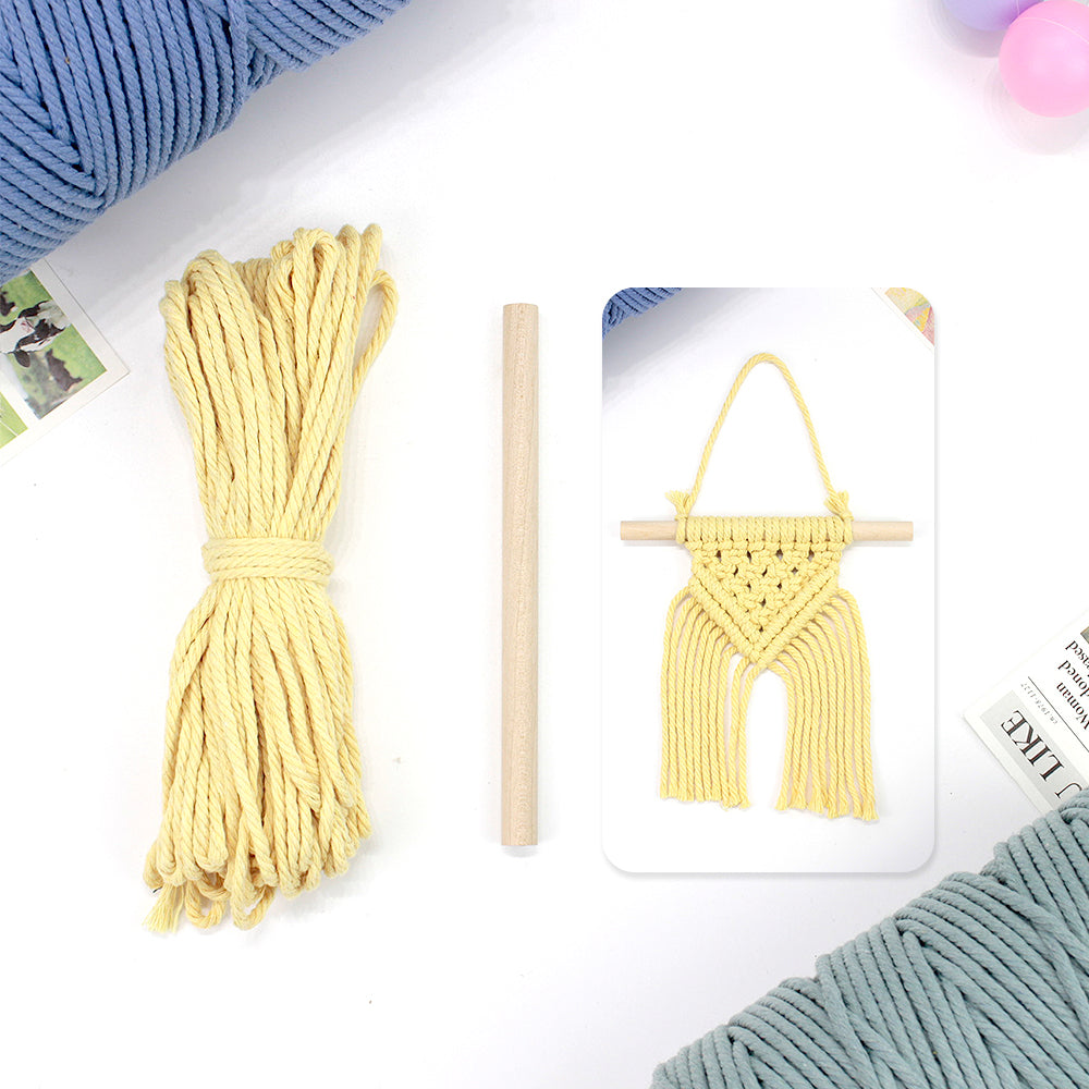 Macrame Kit Dopamine Mini Tapestry Weaving Kit | Triangle Body+Bottom Fringes | Multi-Color Option | Bedroom/Living Room Decor | Beginner-Friendly
