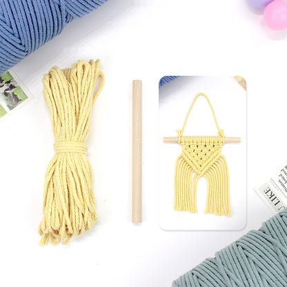 Macrame Kit Dopamine Mini Tapestry Weaving Kit | Triangle Body+Bottom Fringes | Multi-Color Option | Bedroom/Living Room Decor | Beginner-Friendly