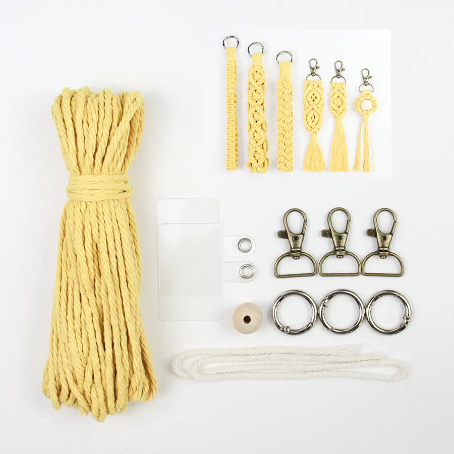 Macrame Kit for Beginners, Boho 6‑Pcs Keychain DIY Kit, Mixed‑Style Handmade Gift