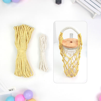 Hollow Cup Sleeve Weaving Kit Macrame Kit | 2-Color Weaving | Multi-Cup Fit | Anti-Chafing | DIY Gift| Beginner-Friendly