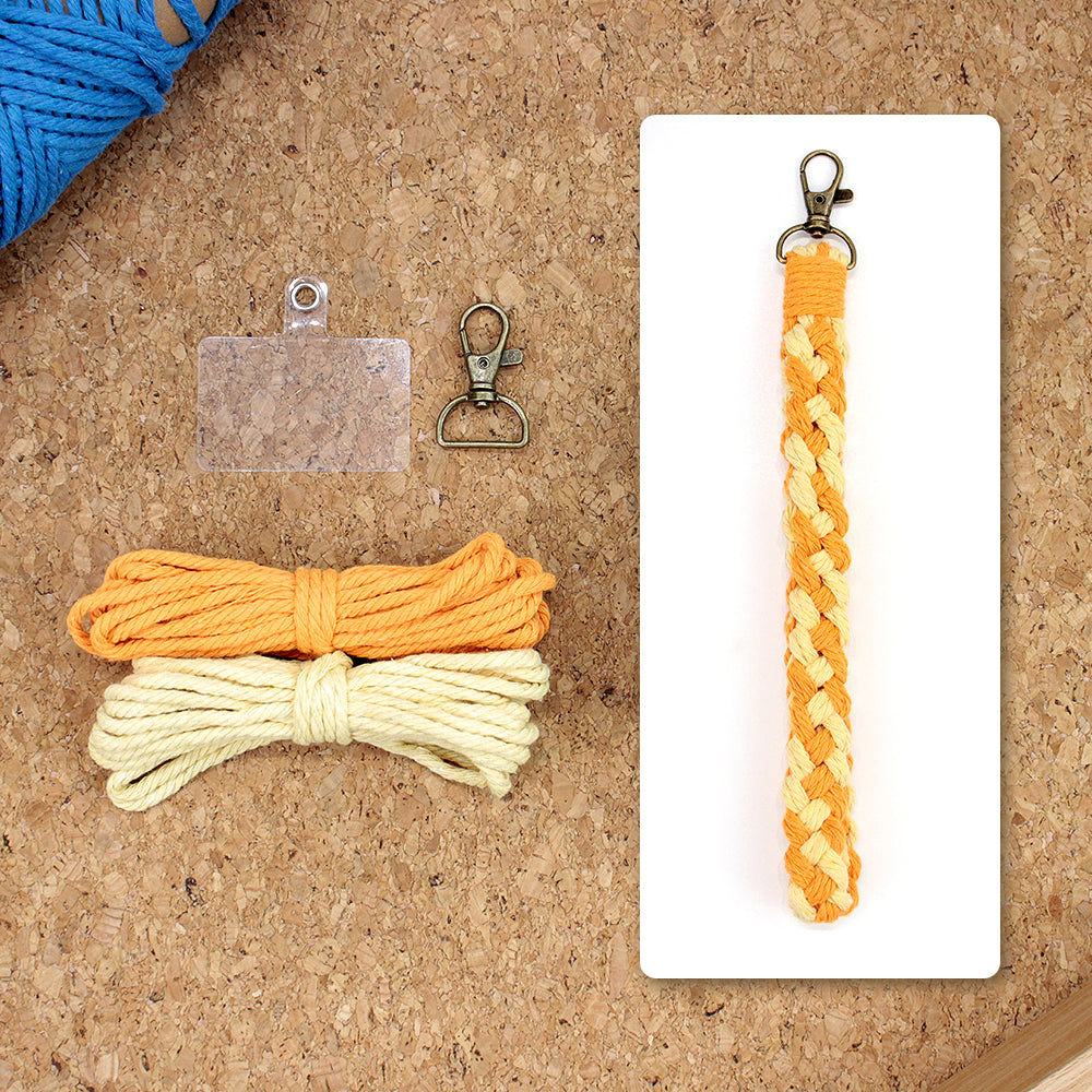 Macrame Kit Diagonal Half-Knot Keychain Weaving Kit | Multi-Colors (Gradient/Contrast) | 2-Color Wrapping | Wristband/Anti-Lost Strap | Beginner-Friendly
