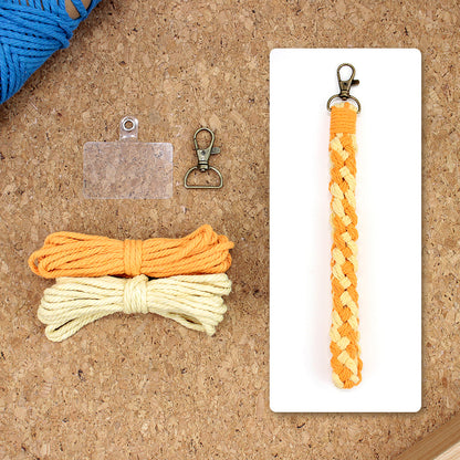 Macrame Kit Diagonal Half-Knot Keychain Weaving Kit | Multi-Colors (Gradient/Contrast) | 2-Color Wrapping | Wristband/Anti-Lost Strap | Beginner-Friendly