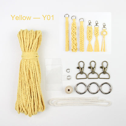 6-Piece Keychain Macrame DIY Kit - Handmade Weaving Supplies with English Tutorial | Craft Set for Multiple Keychains