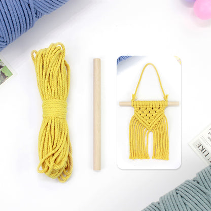 Macrame Kit Dopamine Mini Tapestry Weaving Kit | Triangle Body+Bottom Fringes | Multi-Color Option | Bedroom/Living Room Decor | Beginner-Friendly