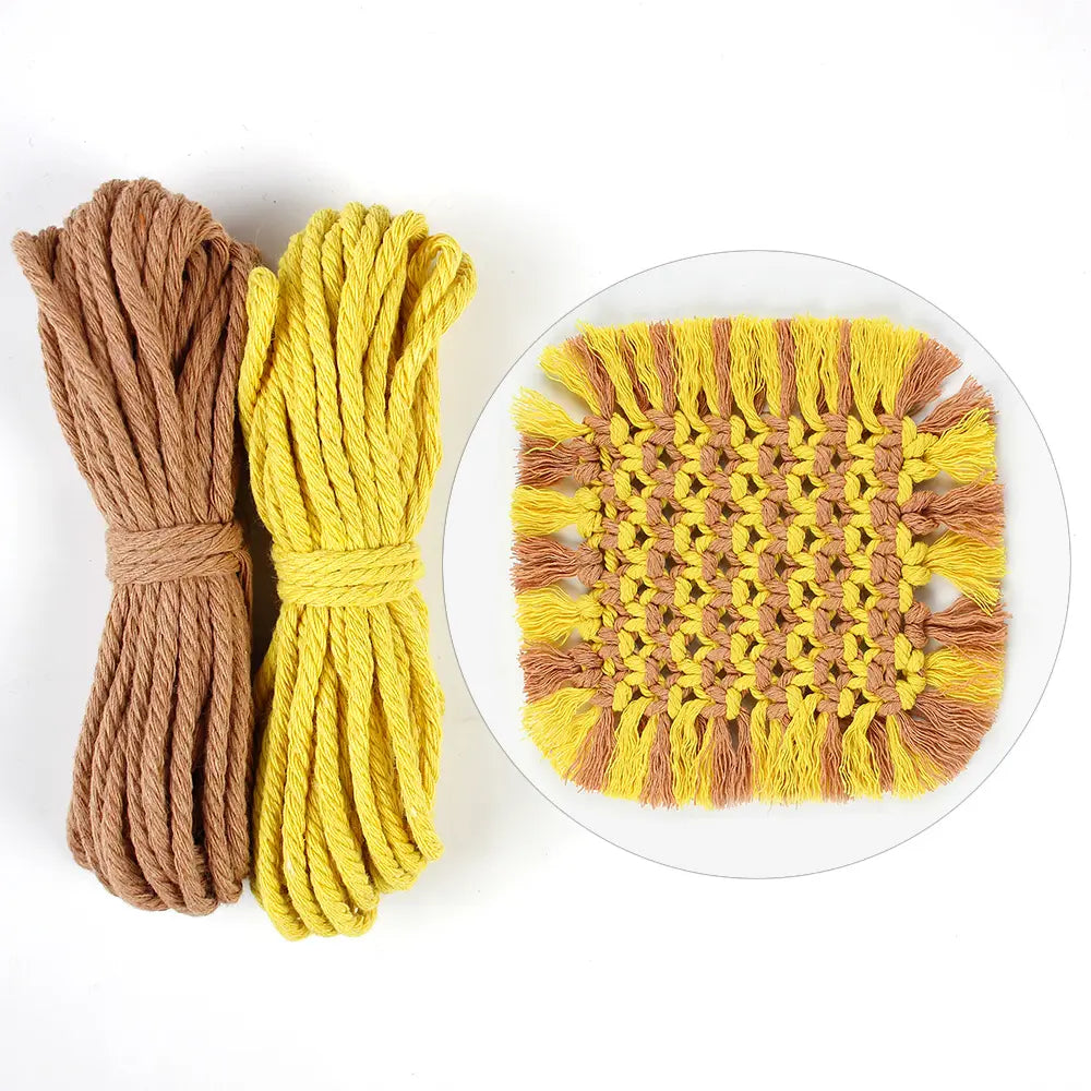 Macrame Kit for Beginners, Boho Square Tassel Coaster DIY Kit, Table Home Decor