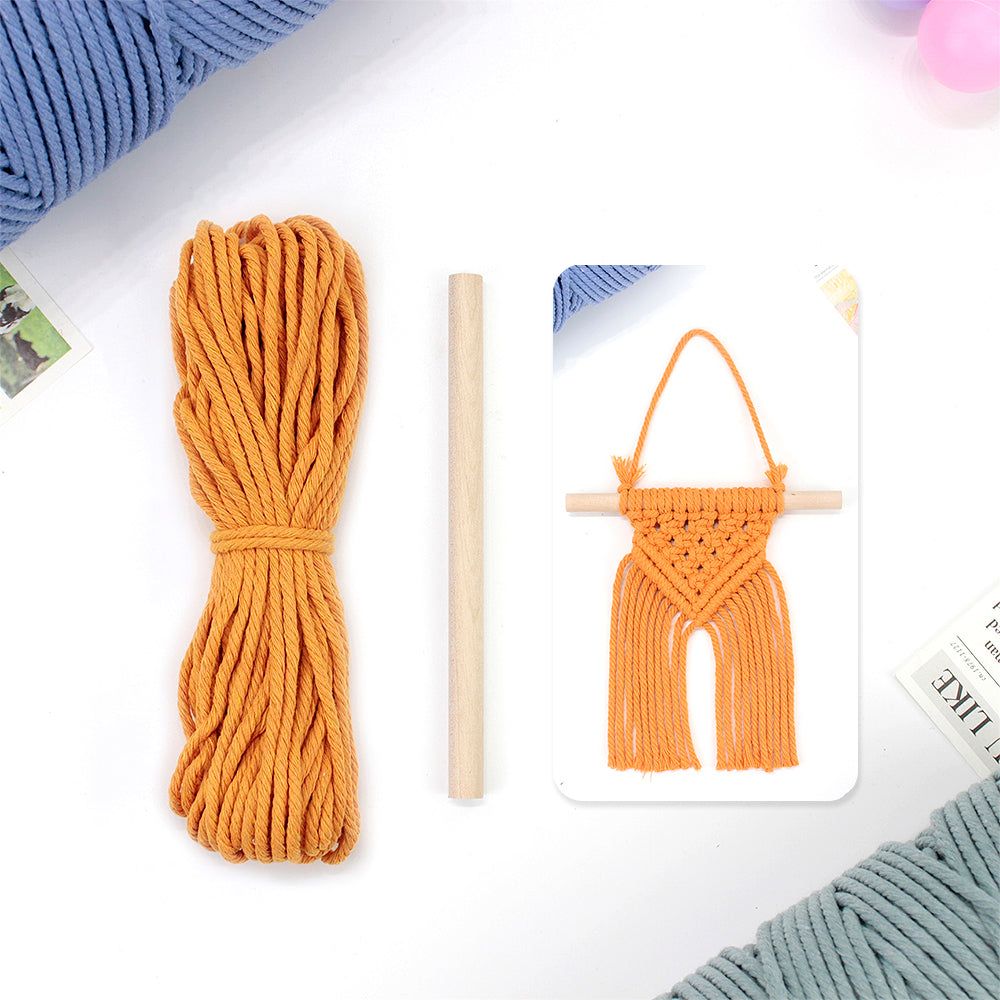 Macrame Kit Dopamine Mini Tapestry Weaving Kit | Triangle Body+Bottom Fringes | Multi-Color Option | Bedroom/Living Room Decor | Beginner-Friendly