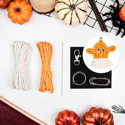 Halloween Ghost Macrame DIY Kit - Handmade Weaving Supplies with English Tutorial | Whimsical Holiday Craft Set