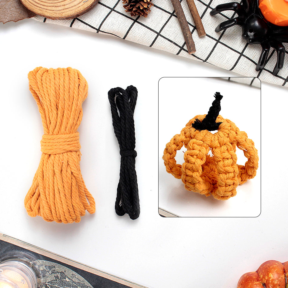Halloween Pumpkin Macrame DIY Kit - Handmade Weaving Supplies with English Tutorial | Holiday Craft Set