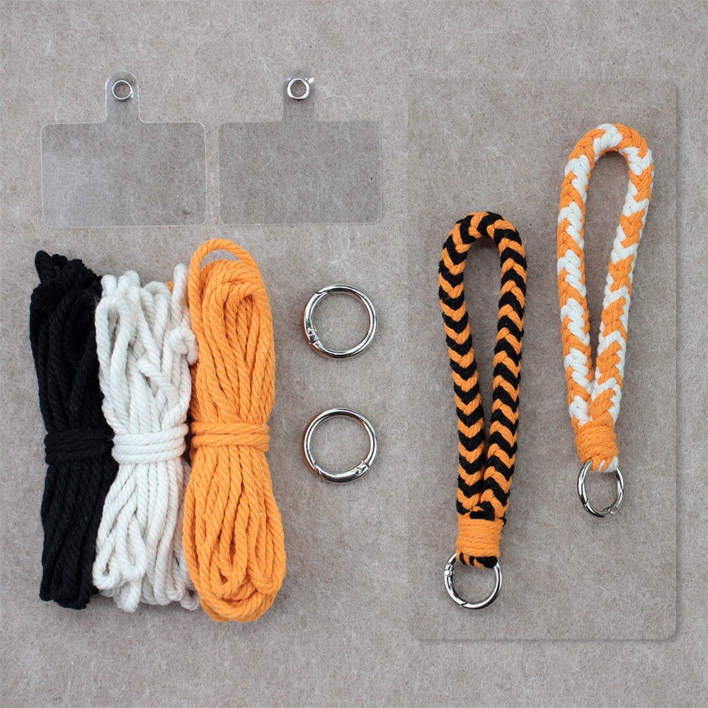 8-Strand Bracelet/Keychain Weaving Kit Macrame Kit | Multi-Contrast Colors | Phone Pendant/Bracelet | Beginner DIY Set
