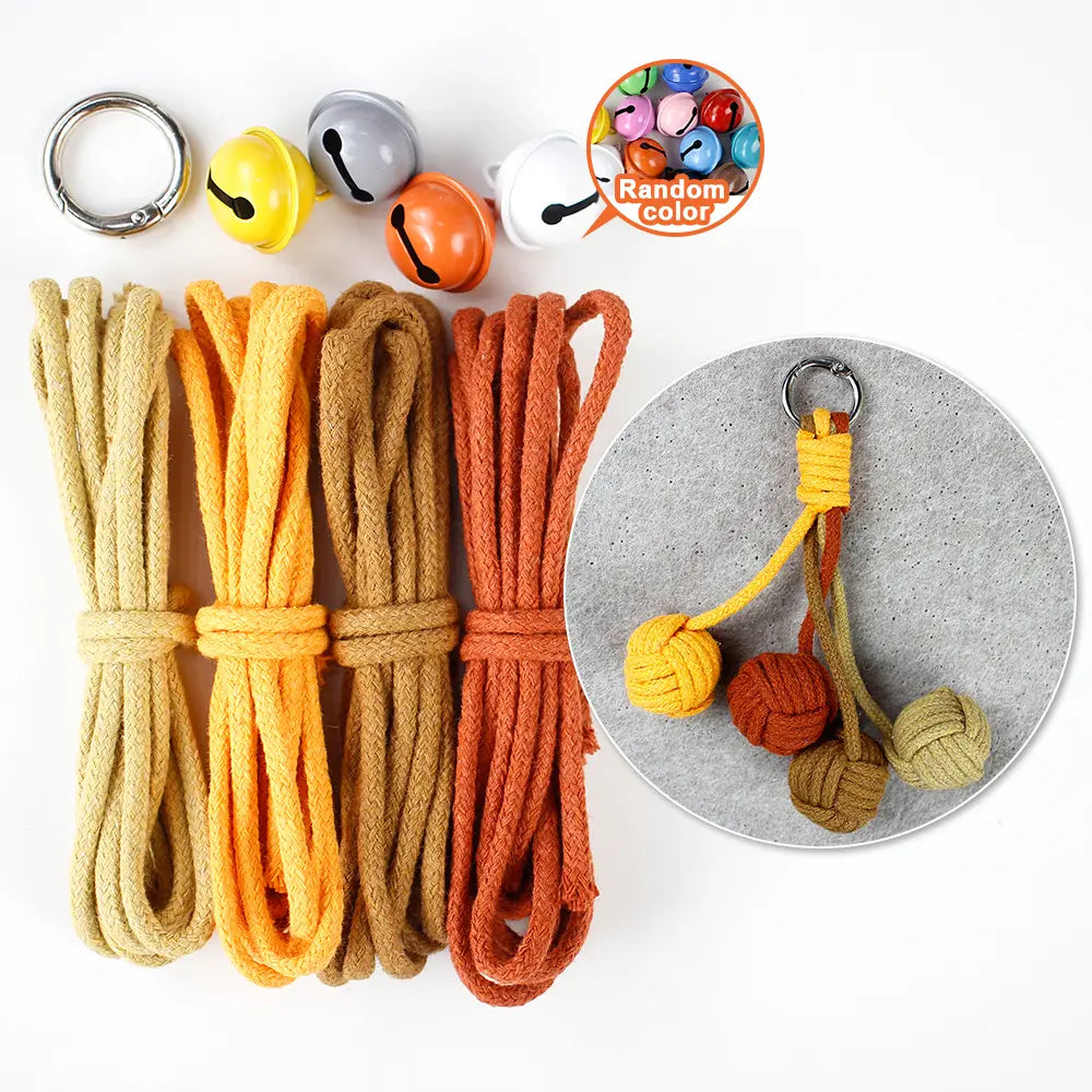 Macrame Kit for Beginners | DIY Ball‑Bell Macrame Keychain Craft Kit