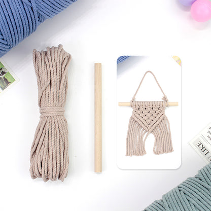 Macrame Kit Dopamine Mini Tapestry Weaving Kit | Triangle Body+Bottom Fringes | Multi-Color Option | Bedroom/Living Room Decor | Beginner-Friendly