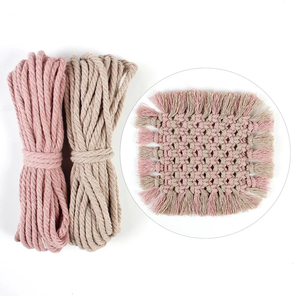 Macrame Kit for Beginners, Boho Square Tassel Coaster DIY Kit, Table Home Decor
