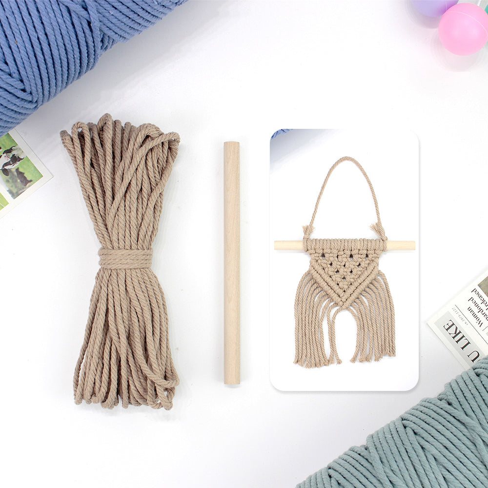 Macrame Kit Dopamine Mini Tapestry Weaving Kit | Triangle Body+Bottom Fringes | Multi-Color Option | Bedroom/Living Room Decor | Beginner-Friendly