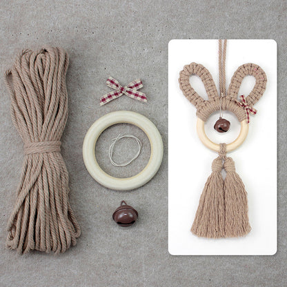 Macrame Kit Rabbit Ear Car Ornament Weaving Kit | Cute Rabbit | Animal Pendant | Beginner Weaving | Car Decoration | Handmade Gift