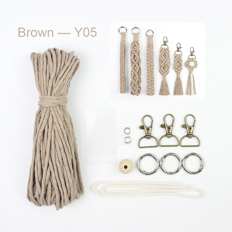 6-Piece Keychain Macrame DIY Kit - Handmade Weaving Supplies with English Tutorial | Craft Set for Multiple Keychains