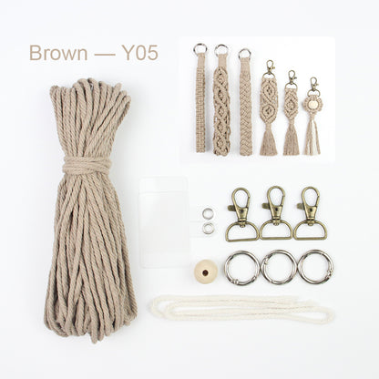 6-Piece Keychain Macrame DIY Kit - Handmade Weaving Supplies with English Tutorial | Craft Set for Multiple Keychains