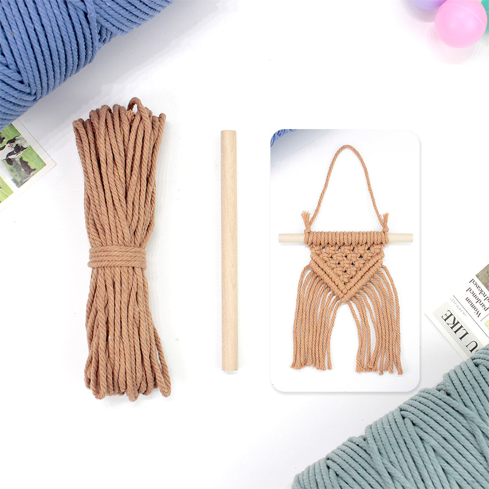 Macrame Kit Dopamine Mini Tapestry Weaving Kit | Triangle Body+Bottom Fringes | Multi-Color Option | Bedroom/Living Room Decor | Beginner-Friendly