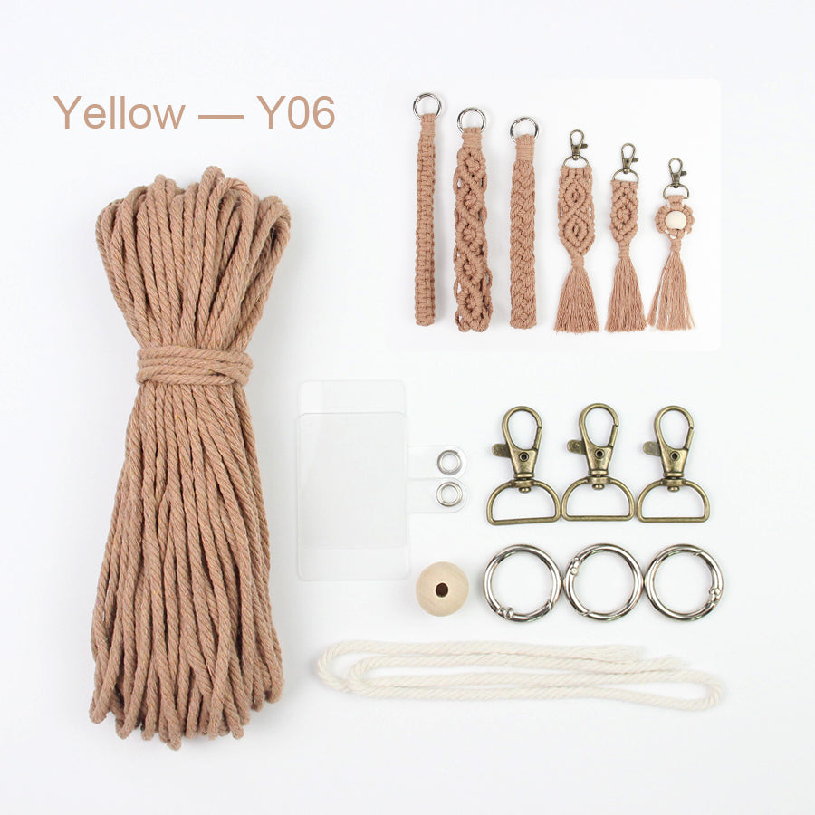 6-Piece Keychain Macrame DIY Kit - Handmade Weaving Supplies with English Tutorial | Craft Set for Multiple Keychains