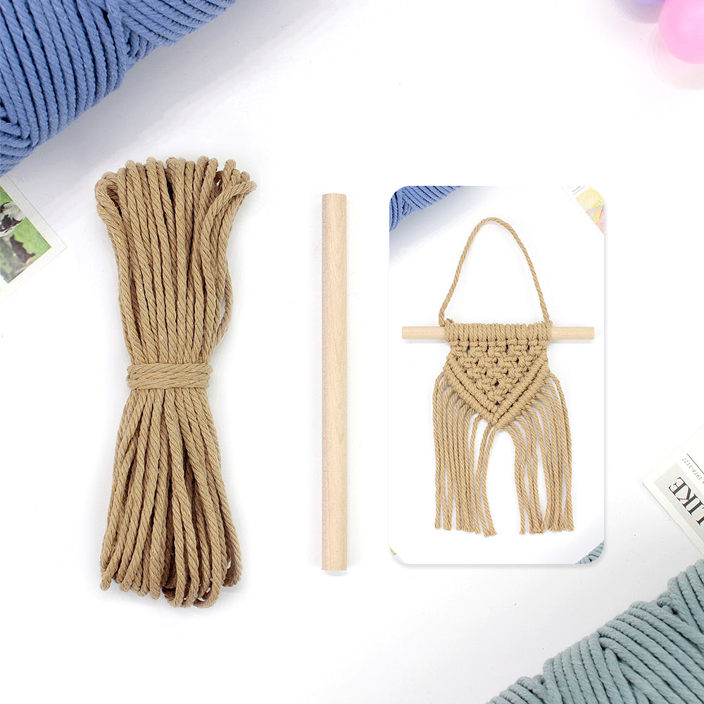Macrame Kit Dopamine Mini Tapestry Weaving Kit | Triangle Body+Bottom Fringes | Multi-Color Option | Bedroom/Living Room Decor | Beginner-Friendly