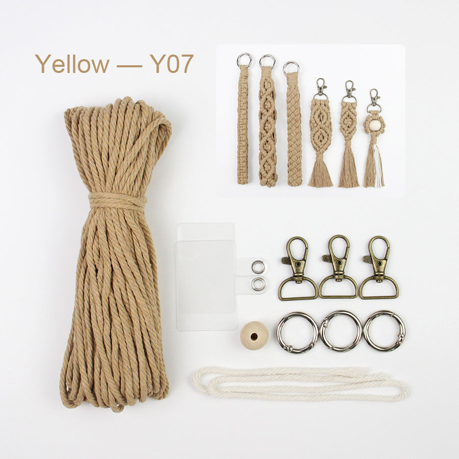 6-Piece Keychain Macrame DIY Kit - Handmade Weaving Supplies with English Tutorial | Craft Set for Multiple Keychains