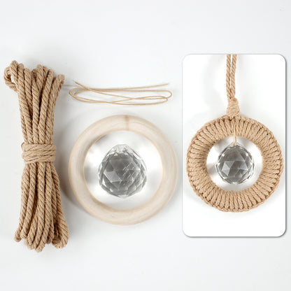 1 Set Round Crystal Car Hanging DIY Weaving Kit | Polyester Fiber Beginner-Friendly Shining Car & Home Decoration