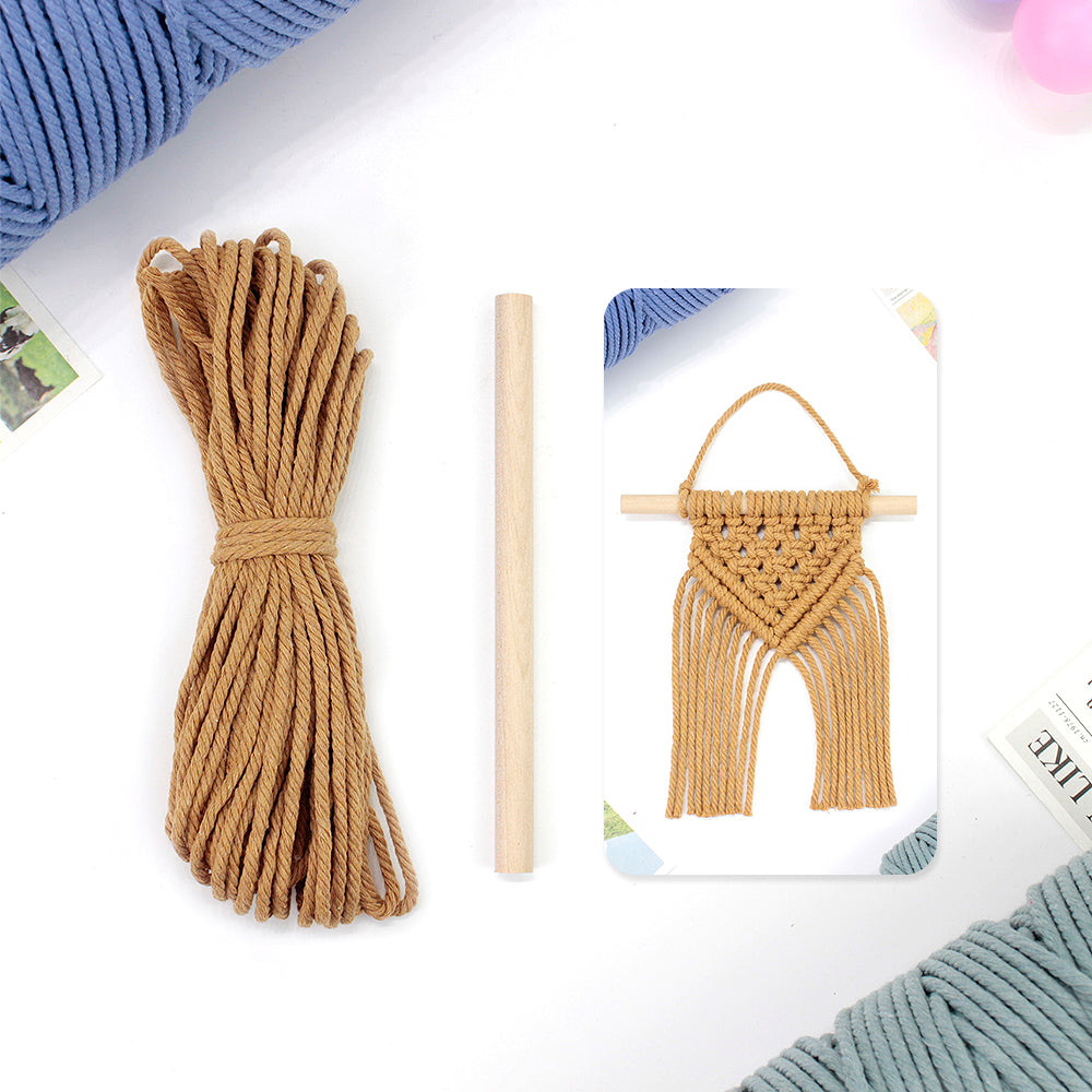 Macrame Kit Dopamine Mini Tapestry Weaving Kit | Triangle Body+Bottom Fringes | Multi-Color Option | Bedroom/Living Room Decor | Beginner-Friendly