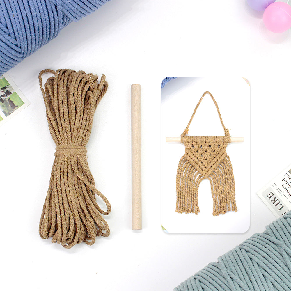 Macrame Kit Dopamine Mini Tapestry Weaving Kit | Triangle Body+Bottom Fringes | Multi-Color Option | Bedroom/Living Room Decor | Beginner-Friendly