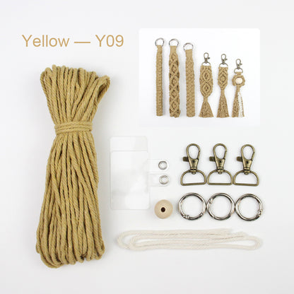 6-Piece Keychain Macrame DIY Kit - Handmade Weaving Supplies with English Tutorial | Craft Set for Multiple Keychains