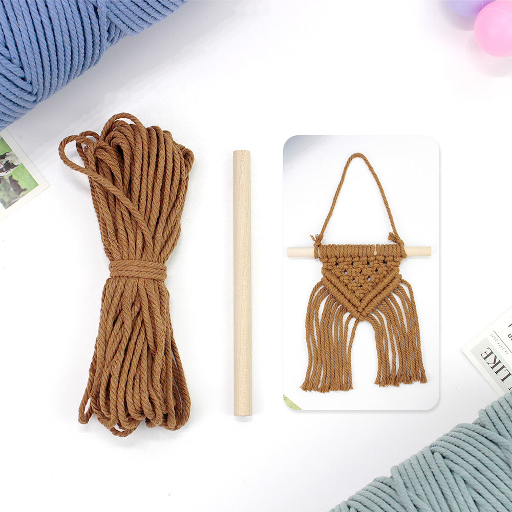 Macrame Kit Dopamine Mini Tapestry Weaving Kit | Triangle Body+Bottom Fringes | Multi-Color Option | Bedroom/Living Room Decor | Beginner-Friendly