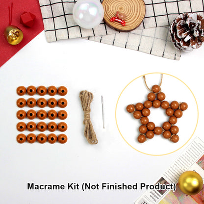 Macrame Kit Christmas Wooden Bead Star Weaving Kit | Single-Color Beads | Symmetrical & Plump | Multi-Scene Decor | Beginner-Friendly| Car/Home Use