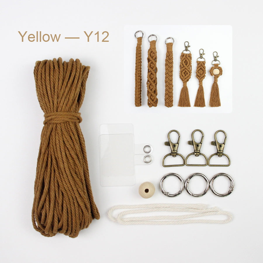 6-Piece Keychain Macrame DIY Kit - Handmade Weaving Supplies with English Tutorial | Craft Set for Multiple Keychains