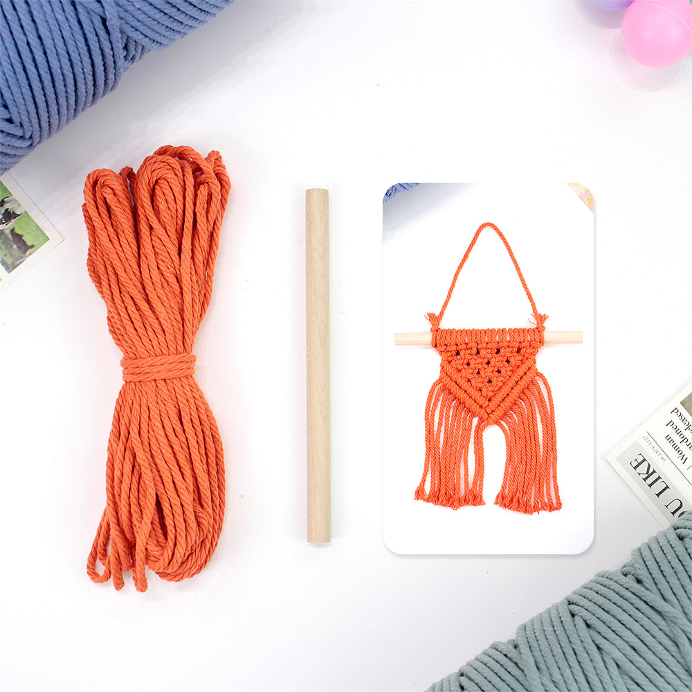 Macrame Kit Dopamine Mini Tapestry Weaving Kit | Triangle Body+Bottom Fringes | Multi-Color Option | Bedroom/Living Room Decor | Beginner-Friendly