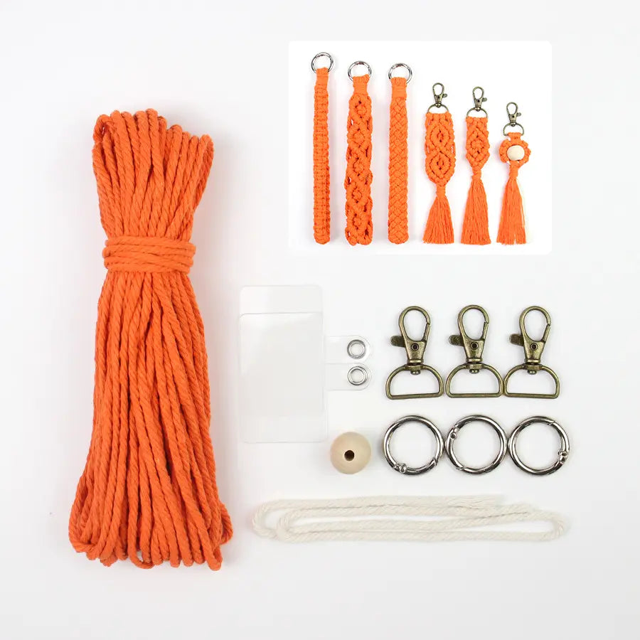 Macrame Kit for Beginners, Boho 6‑Pcs Keychain DIY Kit, Mixed‑Style Handmade Gift