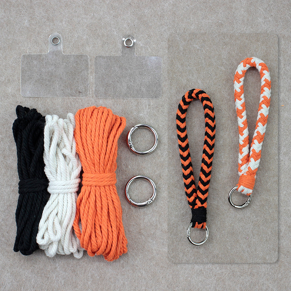 8-Strand Bracelet/Keychain Weaving Kit Macrame Kit | Multi-Contrast Colors | Phone Pendant/Bracelet | Beginner DIY Set