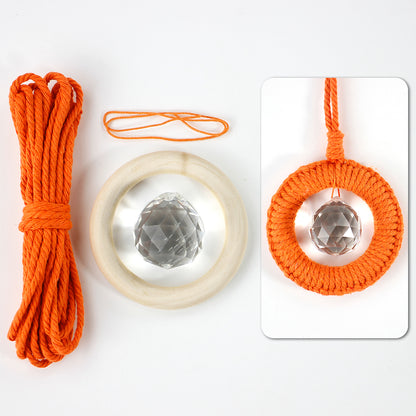 1 Set Round Crystal Car Hanging DIY Weaving Kit | Polyester Fiber Beginner-Friendly Shining Car & Home Decoration