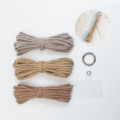 Three-Strand Flat Knot Keychain Weaving Material Pack Macrame Kit: High-Quality Polyester Weaving Rope, Detailed Tutorial, Key Ring Spring Clasp, Phone Clip. Braid Separately then Combine, Exquisite Bottom. For Beginners