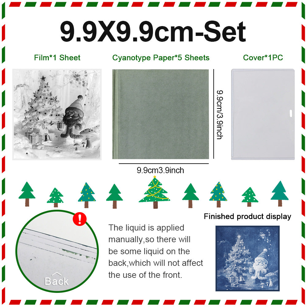 Christmas Cyanotype DIY Kit - 5 Sheets Sun Art Paper + 1 Christmas Film, Retro Printing/Mini Cyanotype Cards, For Beginners cyanotype set Retro Photography