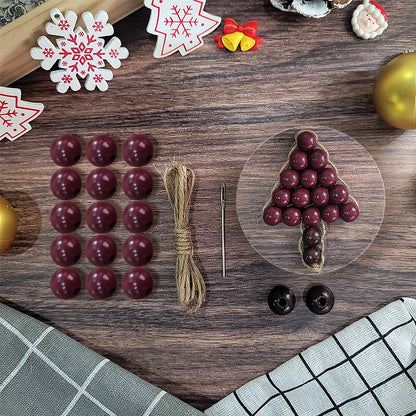 Christmas Wooden Bead Tree Weaving Kit Macrame Kit | Car/Home Use | 2-Color Beads (Exquisite Shape) | Holiday DIY Gift | Beginner-Suitable