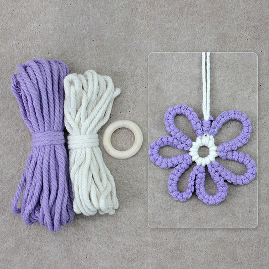 Six-Petal Flower Macrame DIY Kit - Polyester-Cotton Weaving Supplies with English Tutorial | Handmade Craft Set