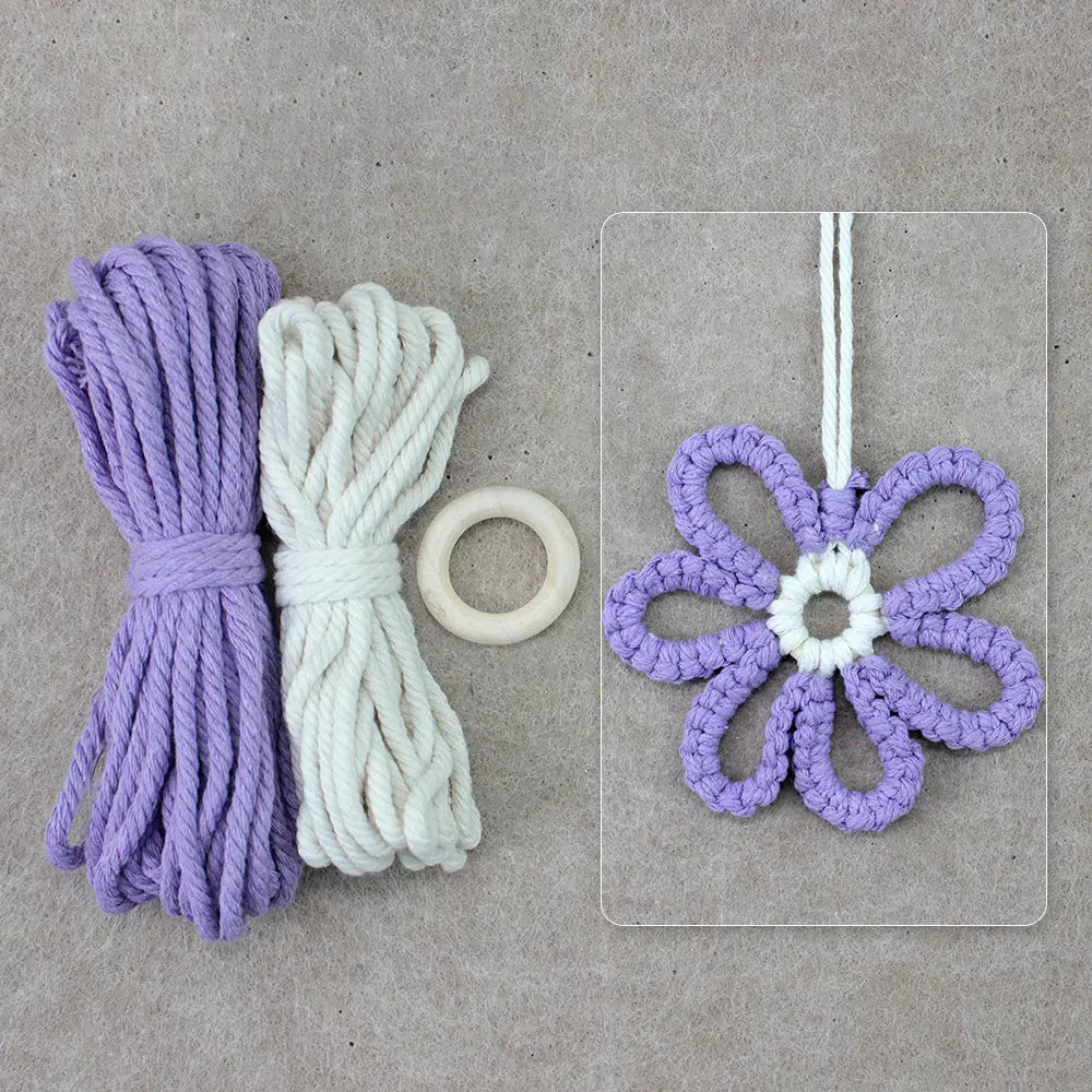Macrame Kit for Beginners | DIY Six-Petal Flower Woven Ornament Kit