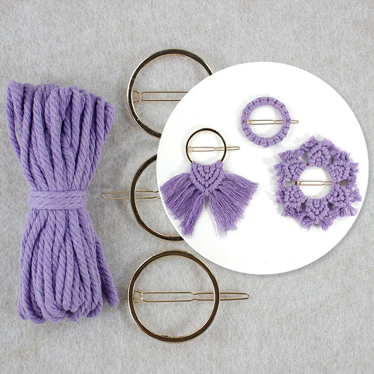 3Pcs DIY Hair Clip Macrame Kit for Beginners, Polyester Fiber Boho Tassel Round Snowflake Hair Accessories, Easy Weaving Craft Set with Tutorial, Multi-color Design for Fashion Outfit Decor