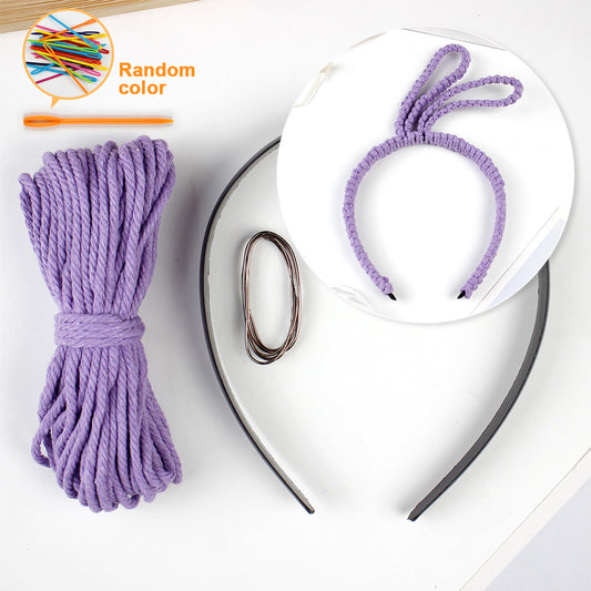 Macrame Kit for Beginners, Handmade Easter Bunny Ear Hair Band DIY Supplies, Polyester Fiber Adjustable Styling Hair Ornament, Creative Craft Gift for Festival Decoration