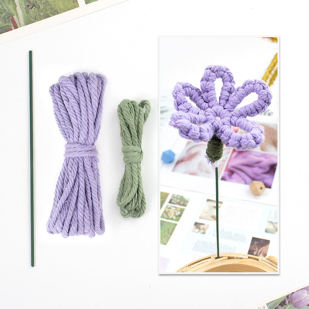 Handmade Flower Macrame DIY Kit - All-in-One Weaving Supplies with English Tutorial | Craft Set