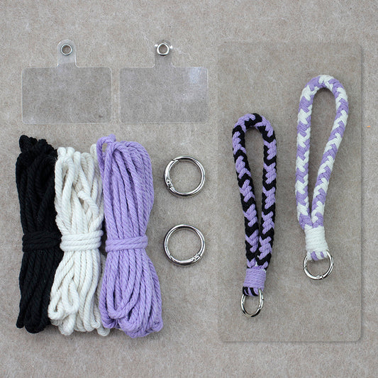 8-Strand Bracelet/Keychain Weaving Kit Macrame Kit | Multi-Contrast Colors | Phone Pendant/Bracelet | Beginner DIY Set