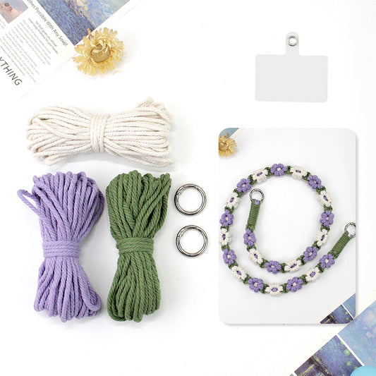 Macrame Kit Daisy Phone Lanyard Weaving Kit | Multi-Colors | Spaced-Color Daisy Pattern | Camera Lanyard/Anti-Lost Strap | Beginner-Friendly