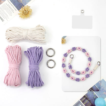 Macrame Kit Daisy Phone Lanyard Weaving Kit | Multi-Colors | Spaced-Color Daisy Pattern | Camera Lanyard/Anti-Lost Strap | Beginner-Friendly