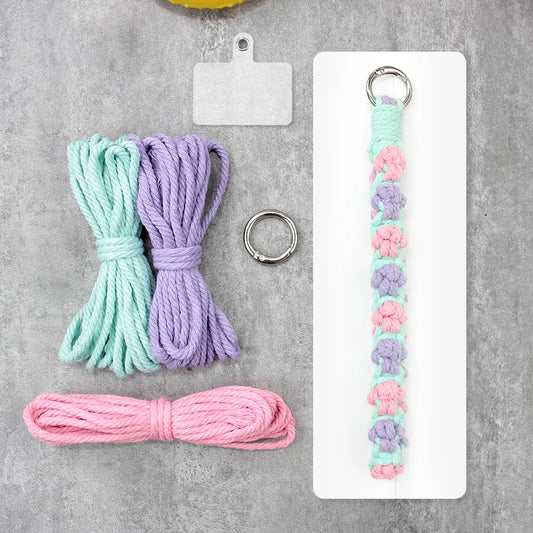 Macrame Kit for Beginners | DIY Cat‑Paw Element Macrame Keychain Wristband Craft Kit