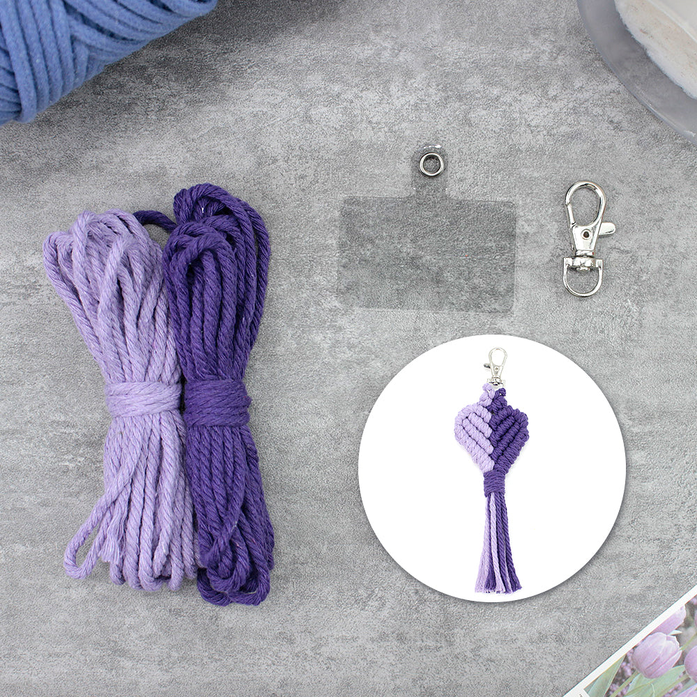 Macrame Keychain DIY Kit - Heart-Shaped Handmade Weaving Supplies with English Tutorial | Craft Set
