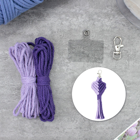 Macrame Keychain DIY Kit - Heart-Shaped Handmade Weaving Supplies with English Tutorial | Craft Set
